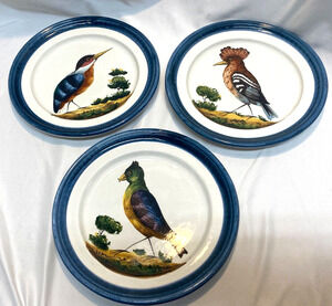 Vintage Italian Bassano Ceramic Plate Signed R. Costa Painted Bird Design 1 of 3